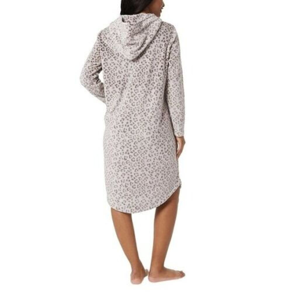 NWT 32 Degrees Women's Leopard Print Cozy Soft Velour Hooded Lounger - Picture 2 of 7